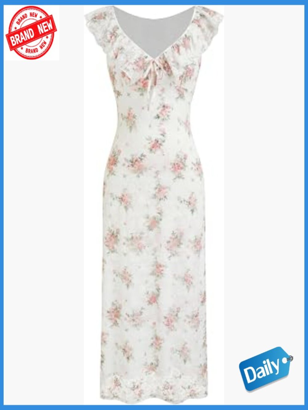 Women's Floral V-Neck Ruffle Maxi Dress Summer Wedding Guest